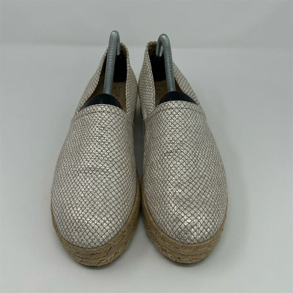 Naturalizer Loafers Womens 10.5M Gold Metallic Espadrille Slip-On Platform